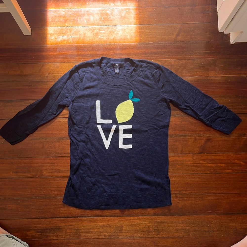 Navy blue Gap sweater Love size small - Picture 2 of 6
